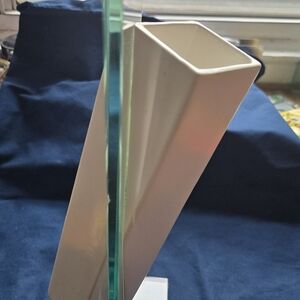 Modern Contemporary Art Ceramic Vase with Glass Accent. 15" X 5"